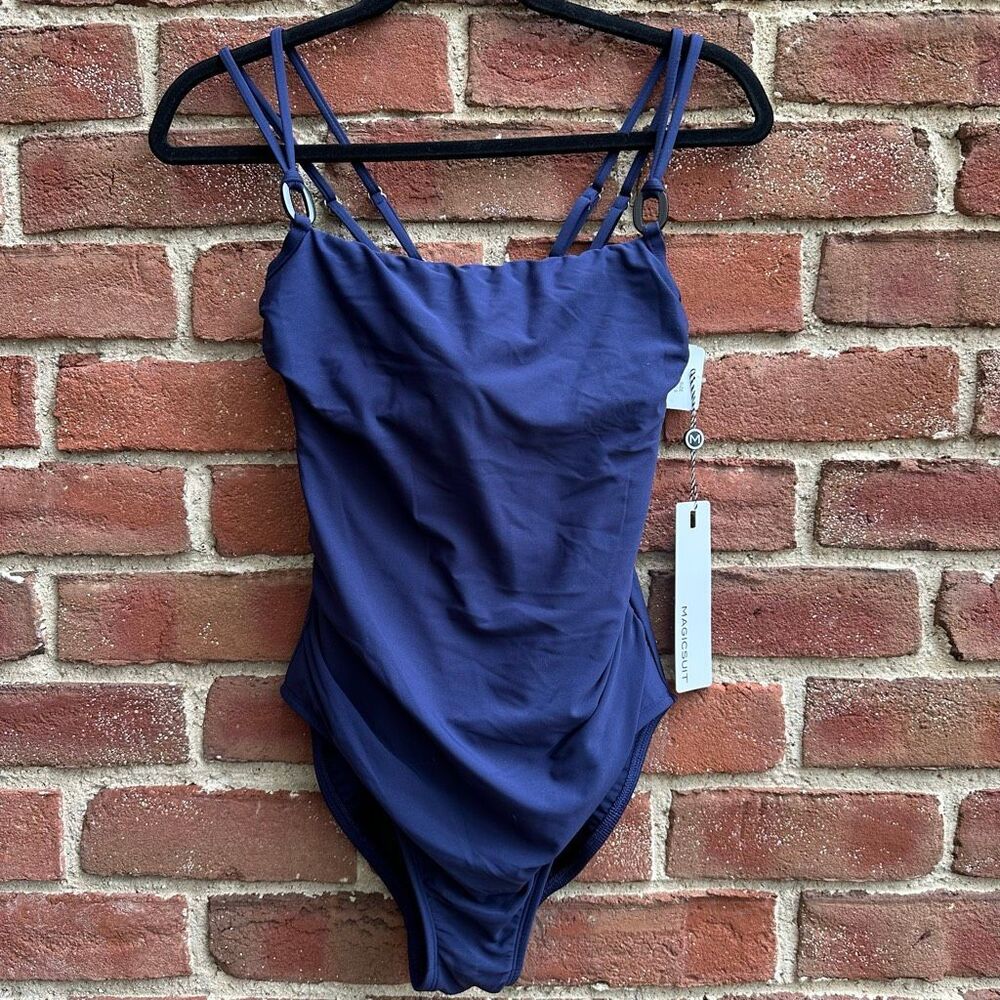 Magicsuit $174 Navy Blue One Piece Swimsuit tummy control Size 6-8 NEW